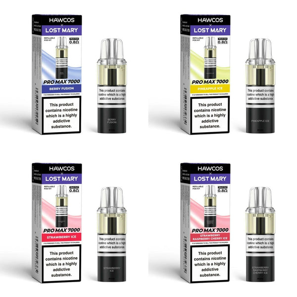 Hawcos x Lost Mary Pro Max 7000 Prefilled Pod + Refill Container - Box Of 5