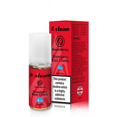 A Steam 10ml E Liquid Pack of 10, Strawberry Razz Cherry Flavor