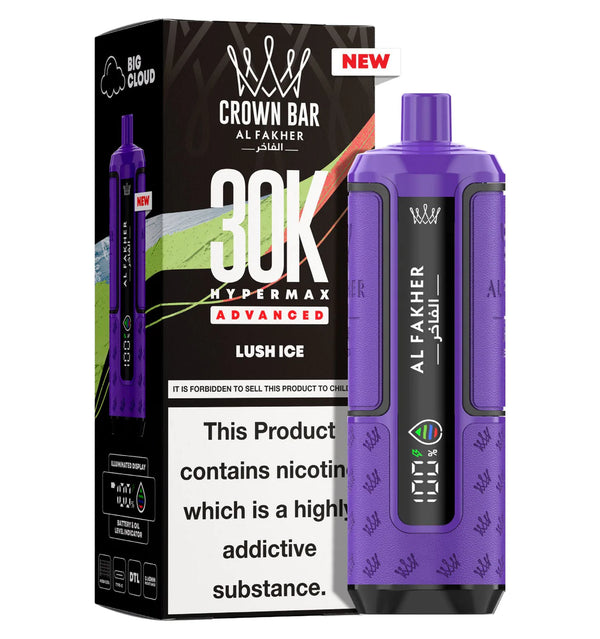 Al Fakher Crown Bar Hypermax 30K Puff Vape Kit, Lush Ice Flavor