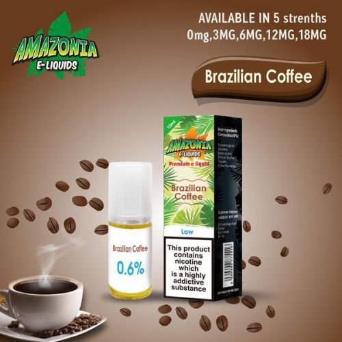 Amazonia 10ml E Liquid 50 50 Pack of 10, Brazilian Coffee Flavor