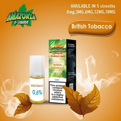 Amazonia 10ml E Liquid 50 50 Pack of 10, British Tobacco Flavor