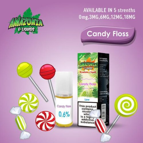 Amazonia 10ml E Liquid 50 50 Pack of 10, Candy Floss Flavor