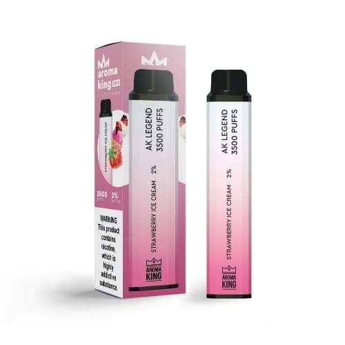 Aroma King 3500 Prefilled Vape Pod Device Pack of 10, Strawberry Ice Cream Flavor
