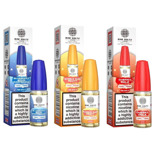 Bar Soltz 10ml Nic Salt E Liquid Pack of 10, UK Vaper