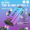 Bling Ultra Plus 30k Puffs Prefilled Pod Vape Box of 5, Black Current Cotton Candy Flavor
