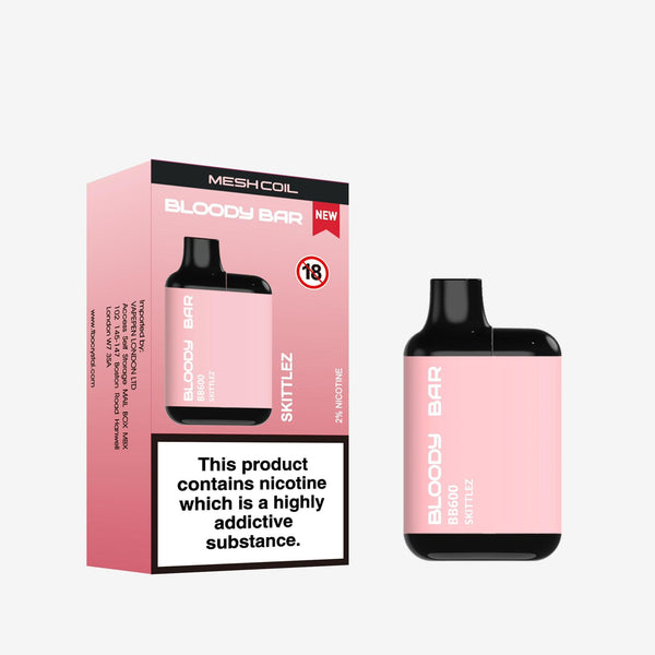 Bloody Bar BB600 Prefilled Pod Vape Pack of 10, Skittlez Flavour
