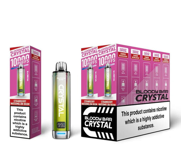 Bloody Bar Crystal 10000 Pre Filled Vape Pod Kit 20MG, Strawberry Watermelon Bubble Gum Flavor