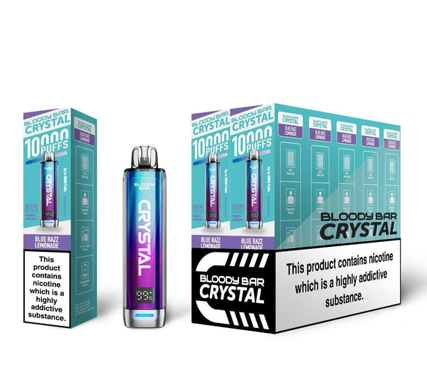 Bloody Bar Crystal 10k Pre Filled Pod Kit Box of 10, Blue Razz Lemonade Flavor