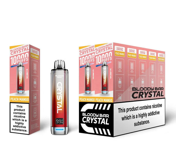 Bloody Bar Crystal 10k Pre Filled Pod Kit Box of 10, Peach Mango Flavor