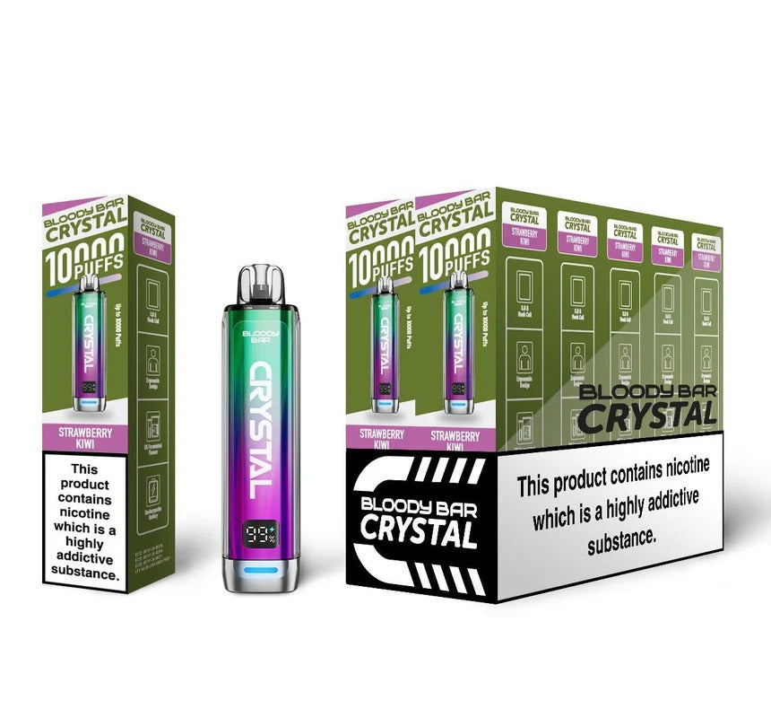 Bloody Bar Crystal 10k Pre Filled Pod Kit Box of 10, Strawberry Kiwi Flavor