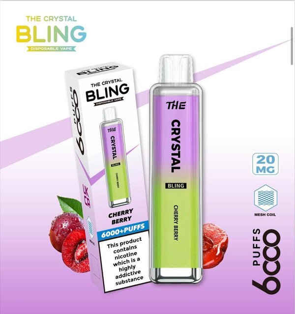 Crystal Bling 6000 Prefilled Vape Pod Device, Cherry Berry Flavor