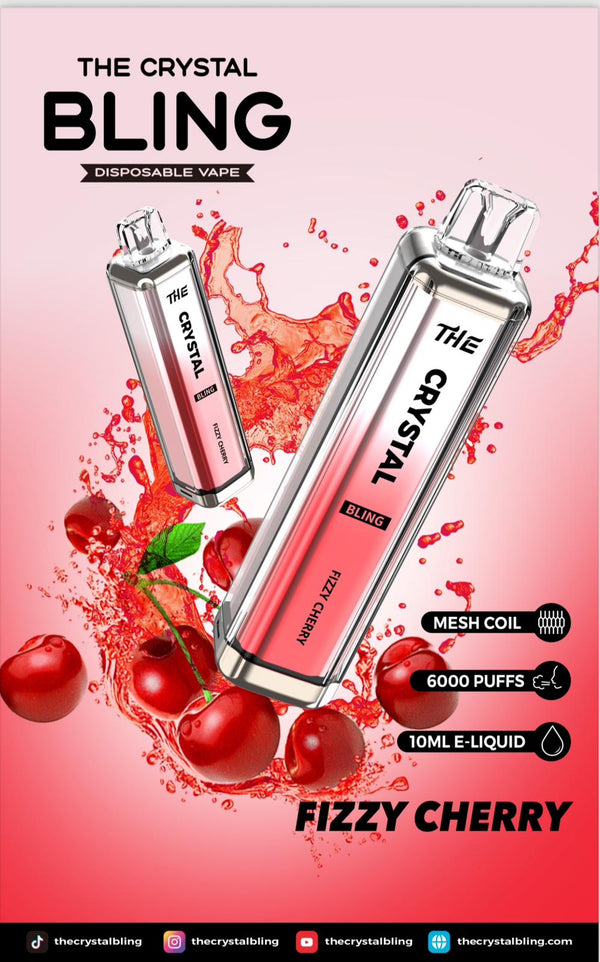 Crystal Bling 6000 Prefilled Vape Pod Device, Fizzy Cherry Flavor