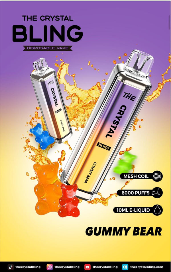 Crystal Bling 6000 Prefilled Vape Pod Device, Gummy Bear Flavor