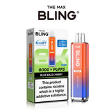 Crystal Bling Max 8K Puffs Prefilled Pod Kit Box of 5, Blue Razz Cherry Flavor