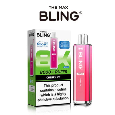 Crystal Bling Max 8K Puffs Prefilled Pod Kit Box of 5, Cherry Ice Flavor