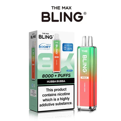 Crystal Bling Max 8K Puffs Prefilled Pod Kit Box of 5, Hubba Bubba Flavor