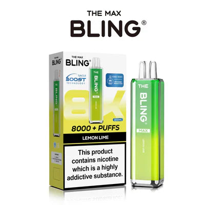 Crystal Bling Max 8K Puffs Prefilled Pod Kit Box of 5, Lemon Lime Flavor