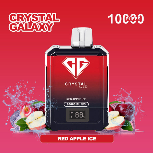 Crystal Galaxy 10000 Puffs Prefilled Vape Pack of 10, Red Apple Ice Flavor