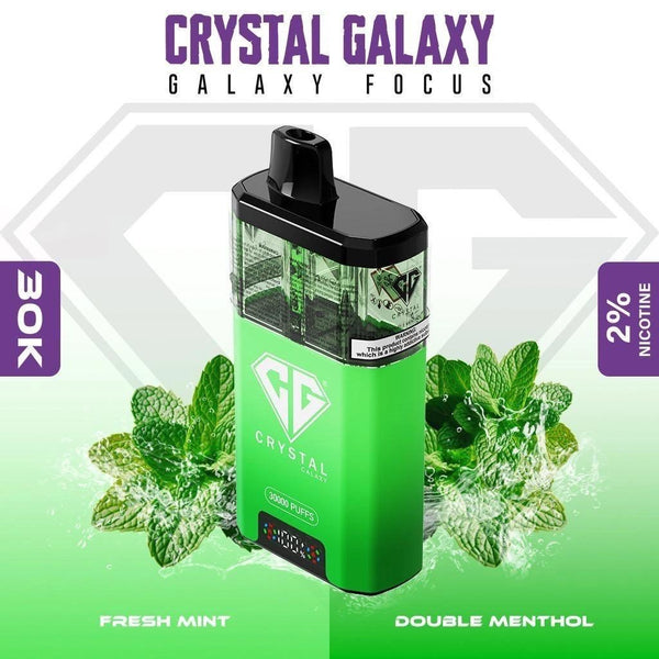 Crystal Galaxy Focus 30000 Puffs Pre Filled Vape Kit, Fresh Mint ,Double Menthol Flavor