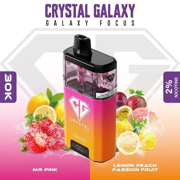 Crystal Galaxy Focus 30000 Puffs Pre Filled Vape Kit, Mr Pink Flavor