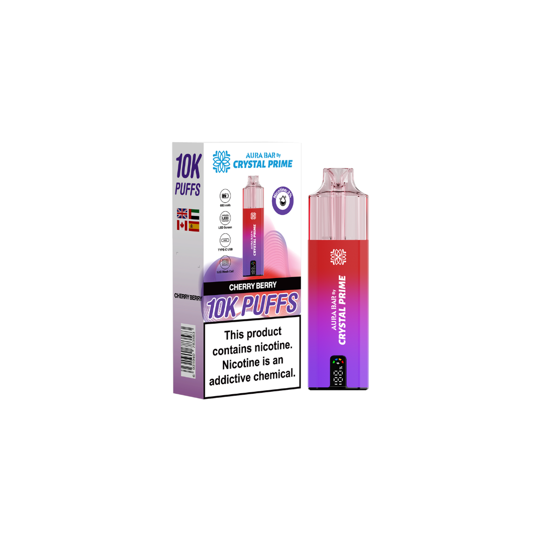 Crystal Prime 10k Pre Filled Pod Kit Box of 5 , Cherry Berry Flavor