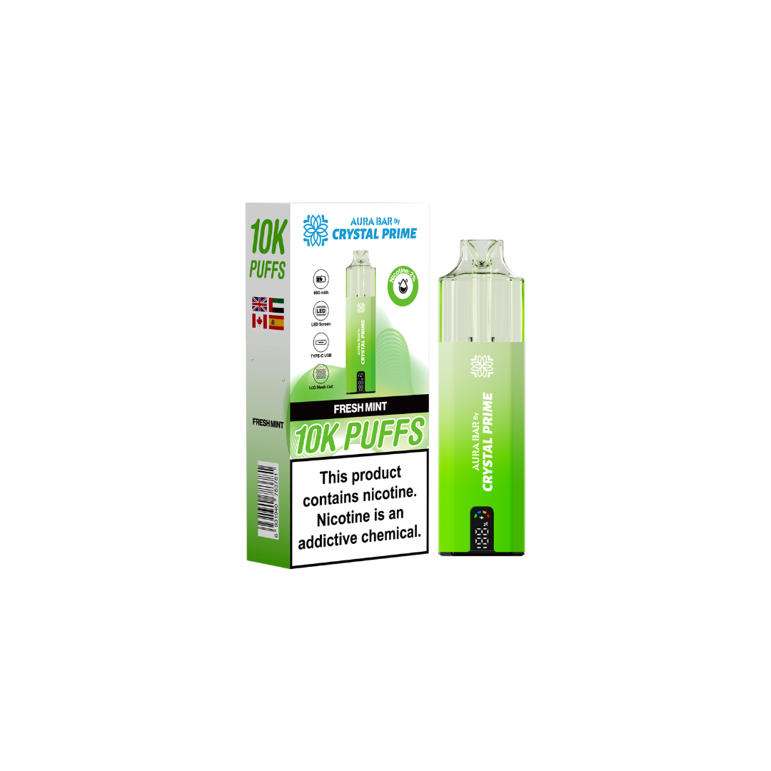 Crystal Prime 10k Pre Filled Pod Kit Box of 5 , Fresh Mint Flavor
