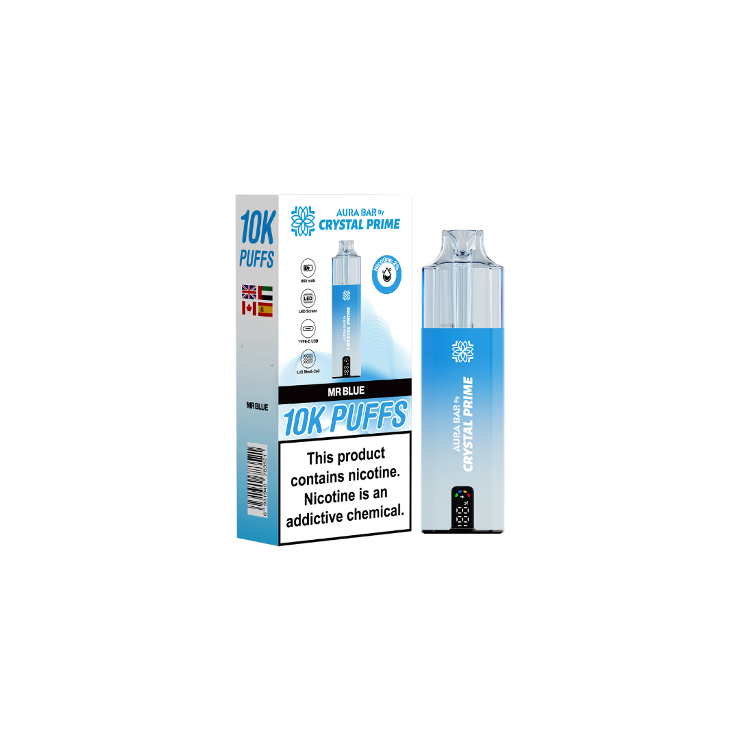 Crystal Prime 10k Pre Filled Pod Kit Box of 5 , Mr Blue Flavor