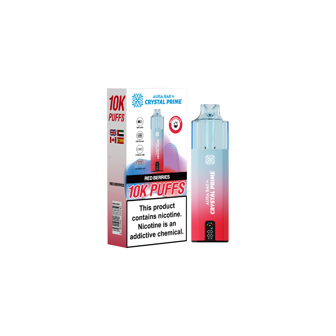 Crystal Prime 10k Pre Filled Pod Kit Box of 5 , Red Berries Flavor