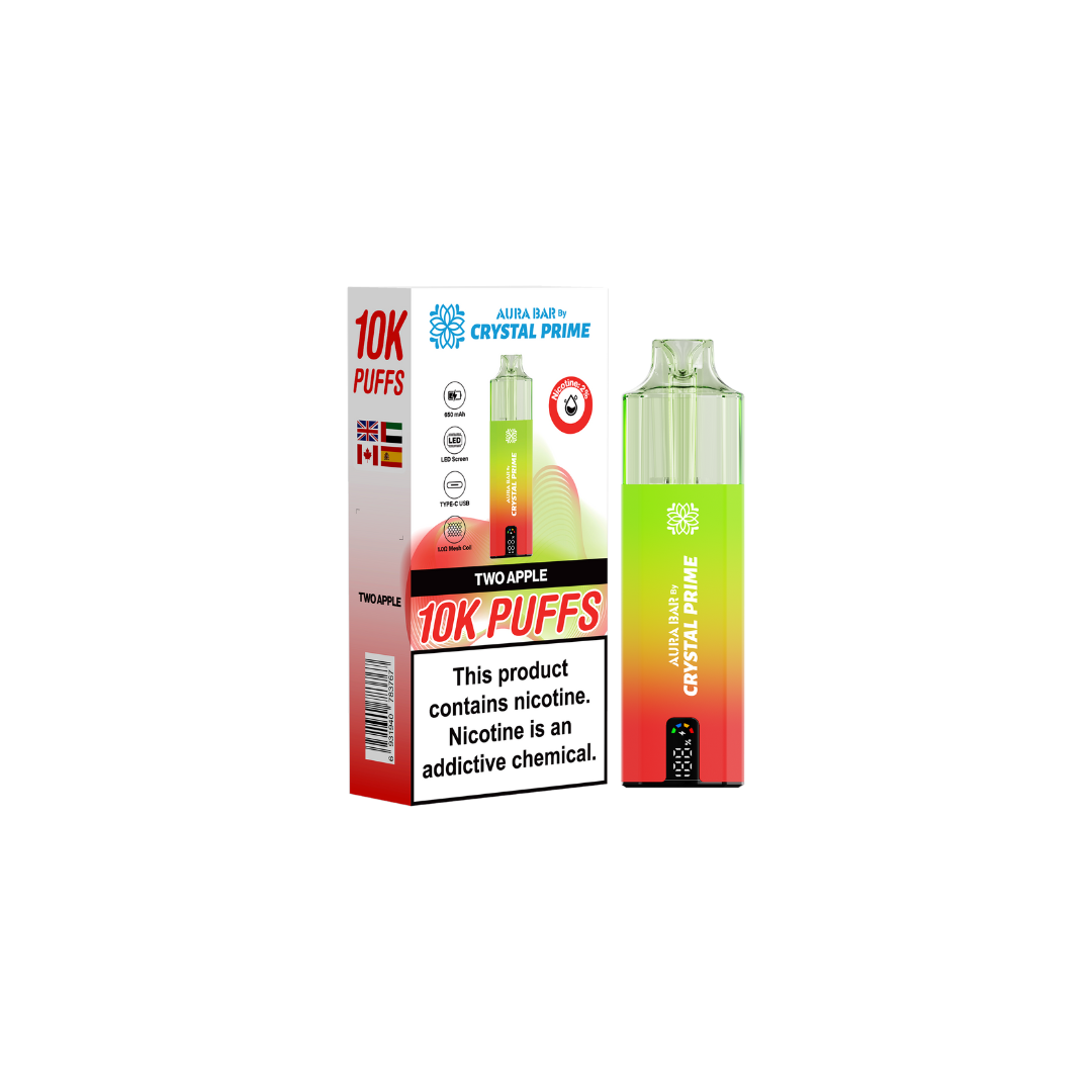 Crystal Prime 10k Pre Filled Pod Kit Box of 5 , Two Apple Flavor