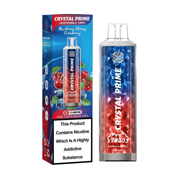 Crystal Prime 7000 Puffs Vape Pod Kit, Blueberry Cherry Cranberry Flavor
