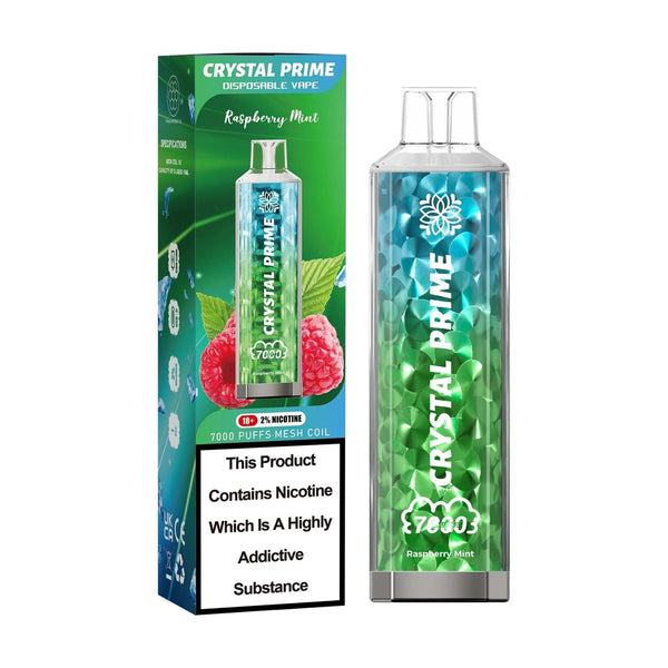 Crystal Prime 7000 Puffs Vape Pod Kit, Raspberry Mint Flavor