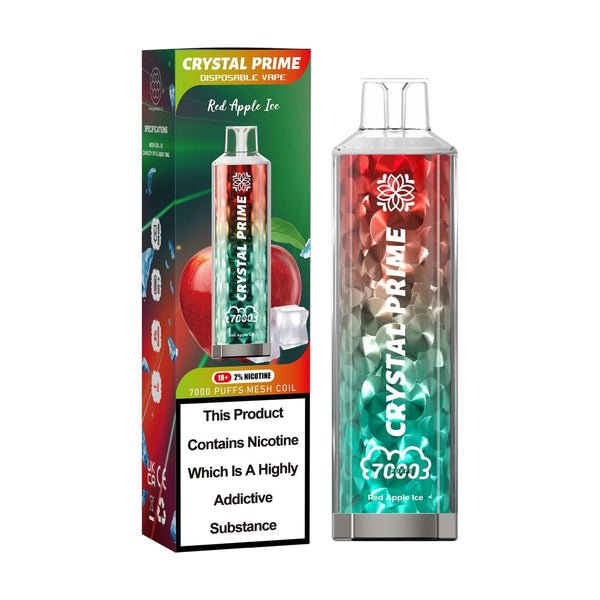 Crystal Prime 7000 Puffs Vape Pod Kit Box of 10, Apple Ice Flavor