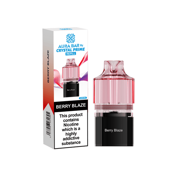 Crystal Prime Aura Bar 10000 Puffs Prefilled Vape Pods, Berry Blaze Flavor