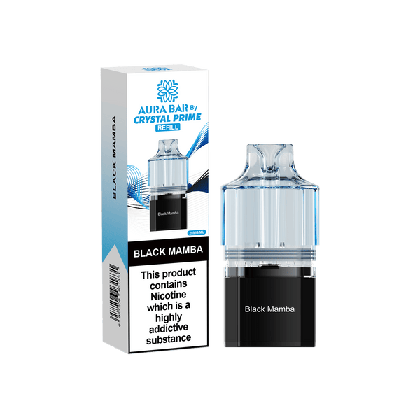 Crystal Prime Aura Bar 10000 Puffs Prefilled Vape Pods, Black Mamba Flavor