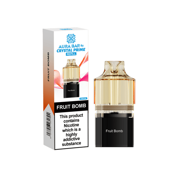 Crystal Prime Aura Bar 10000 Puffs Prefilled Vape Pods, Fruit Bomb Flavor