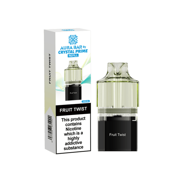 Crystal Prime Aura Bar 10000 Puffs Prefilled Vape Pods, Fruit Twist Flavor
