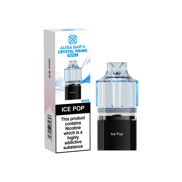 Crystal Prime Aura Bar 10000 Puffs Prefilled Vape Pods, Ice Pop Flavor
