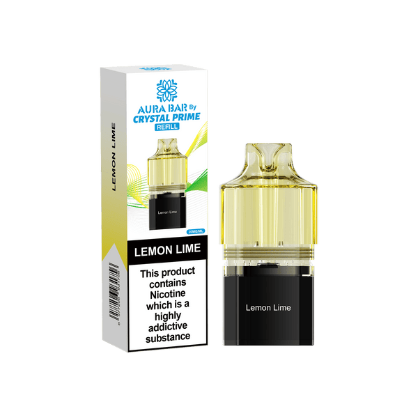 Crystal Prime Aura Bar 10000 Puffs Prefilled Vape Pods, Lemon Lime Flavor