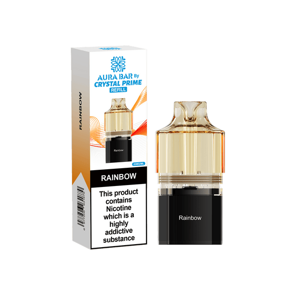 Crystal Prime Aura Bar 10000 Puffs Prefilled Vape Pods, Rainbow Flavor