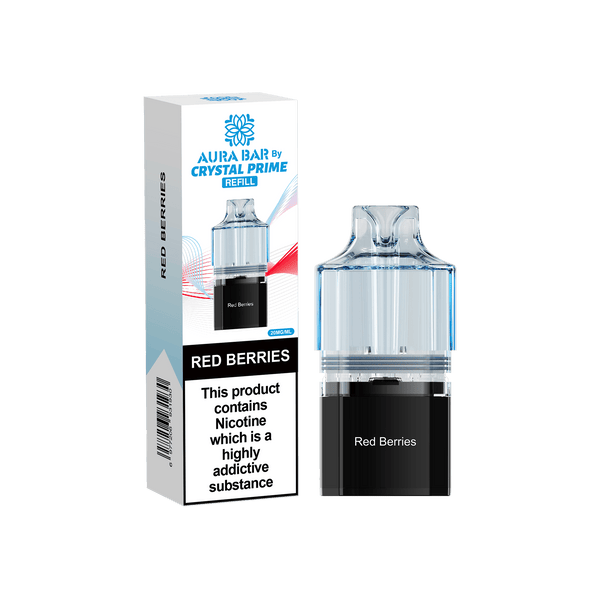 Crystal Prime Aura Bar 10000 Puffs Prefilled Vape Pods, Red Berries Flavor