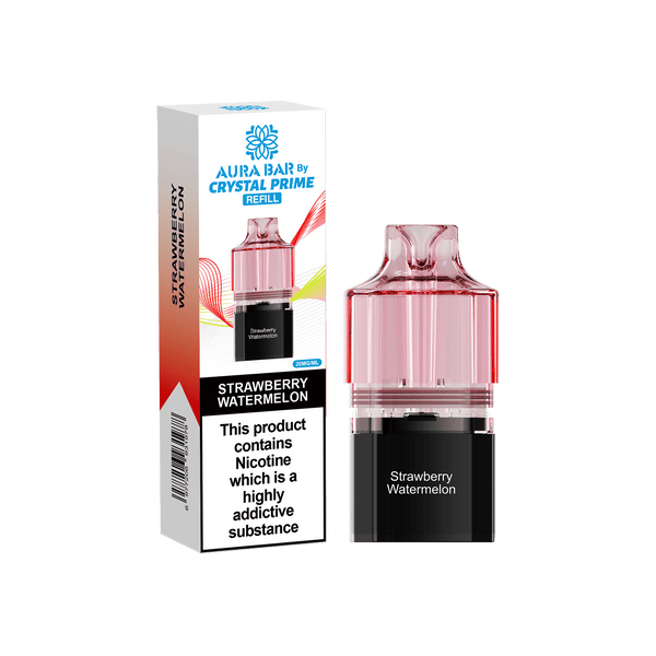 Crystal Prime Aura Bar 10000 Puffs Prefilled Vape Pods, Strawberry Watermelon Flavor