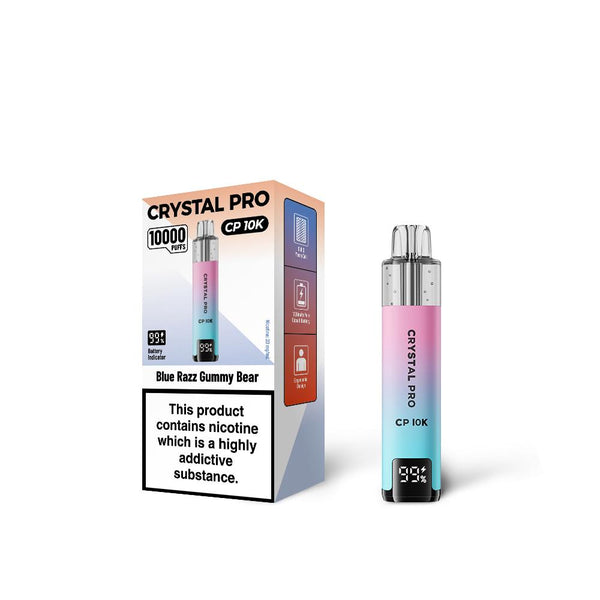 Crystal Pro 10000 (CP10K) PreFilled Pod Kit Box of 5, Blue Razz Gummy Bear Flavor