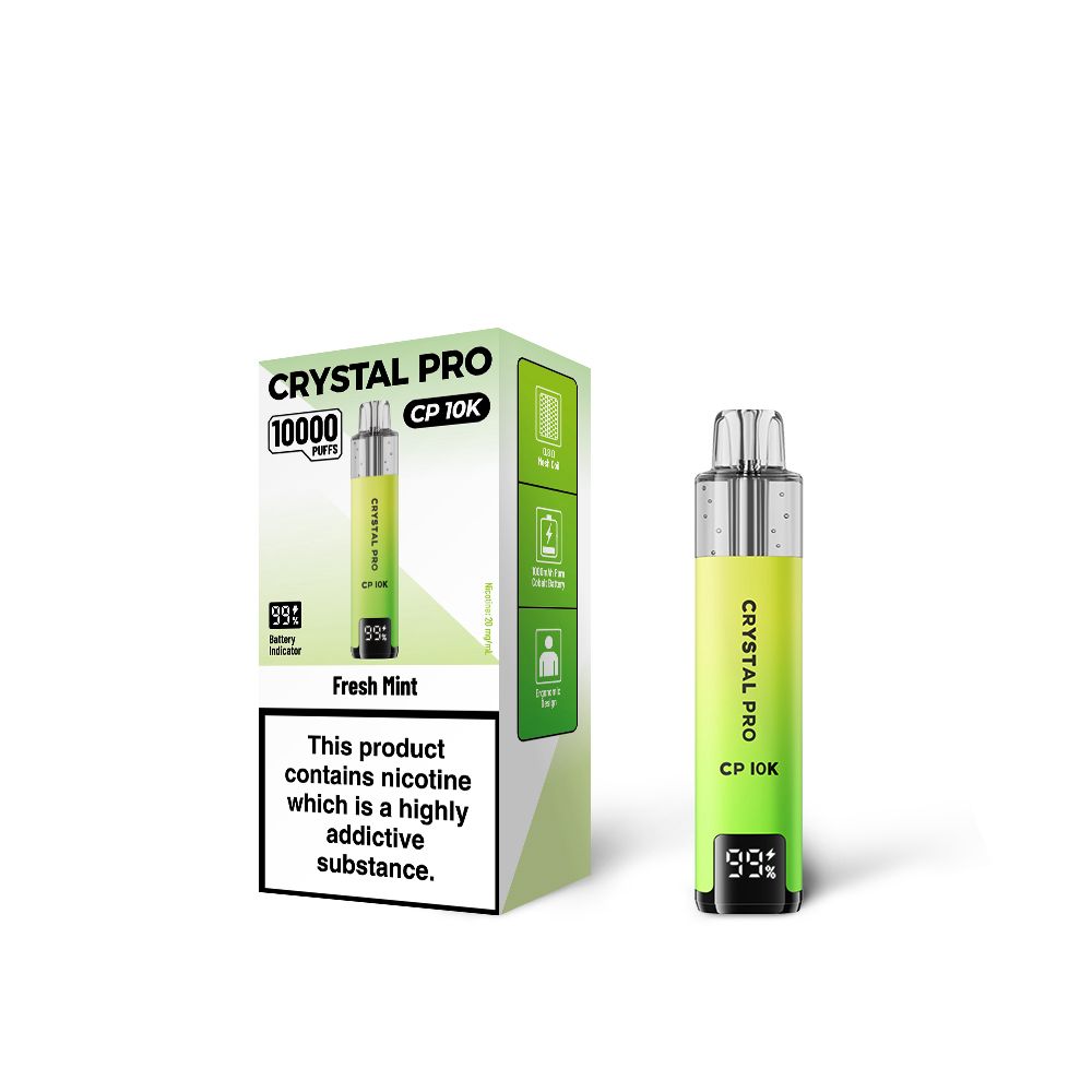 Crystal Pro 10000 (CP10K) PreFilled Pod Kit Box of 5, Fresh Mint Flavor