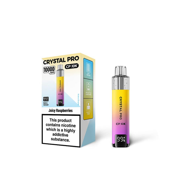 Crystal Pro 10000 (CP10K) PreFilled Pod Kit Box of 5, Juicy Raspberries Flavor