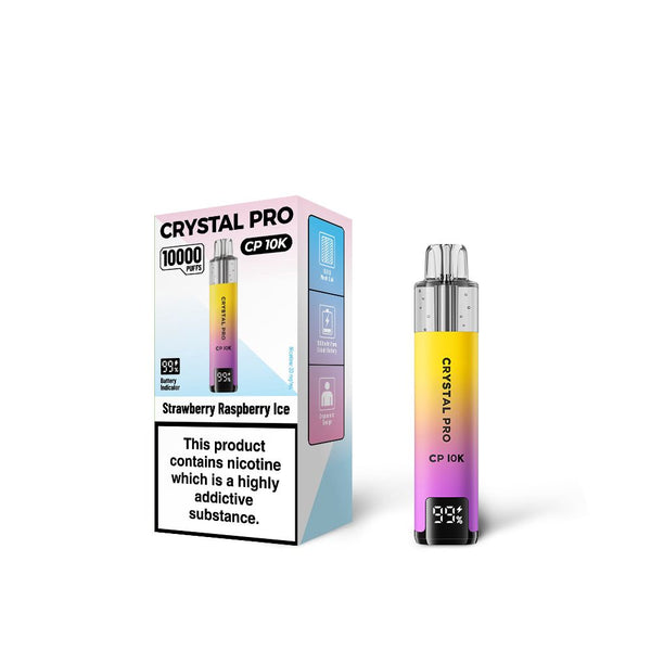 Crystal Pro 10000 (CP10K) PreFilled Pod Kit Box of 5, Strawberry Raspberry Ice Flavor