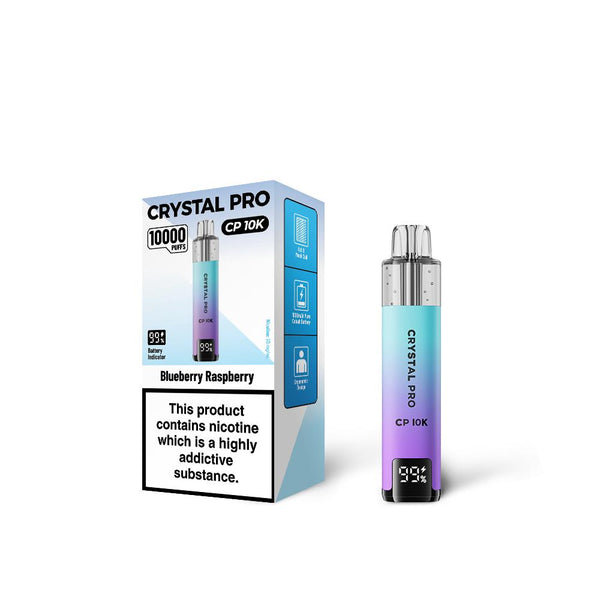 Crystal Pro 10000 Puffs (CP10K) Pre Filled Vape Pod Kit, Blueberry Raspberry Flavor