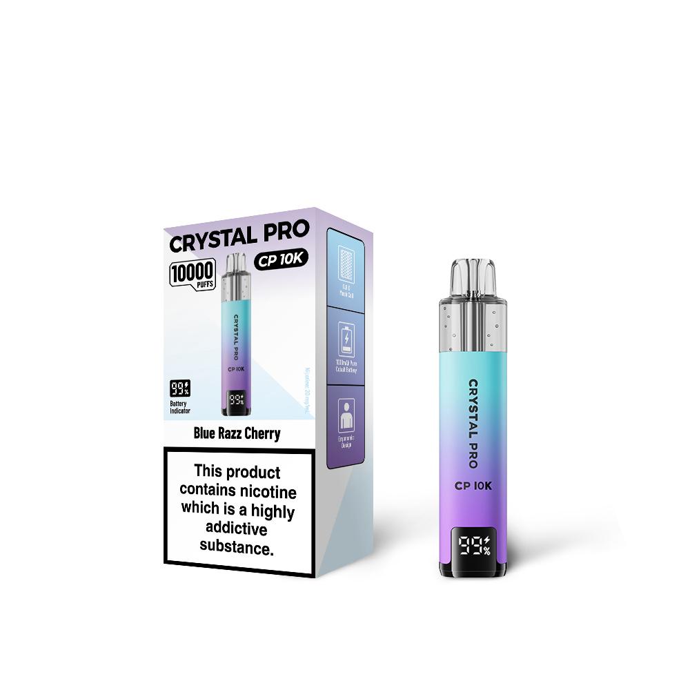 Crystal Pro 10000 Puffs (CP10K) Pre Filled Vape Pod Kit, Blue Razz Cherry Flavor