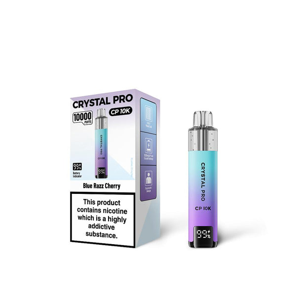 Crystal Pro 10000 Puffs (CP10K) Pre Filled Vape Pod Kit, Blue Razz Cherry Flavor