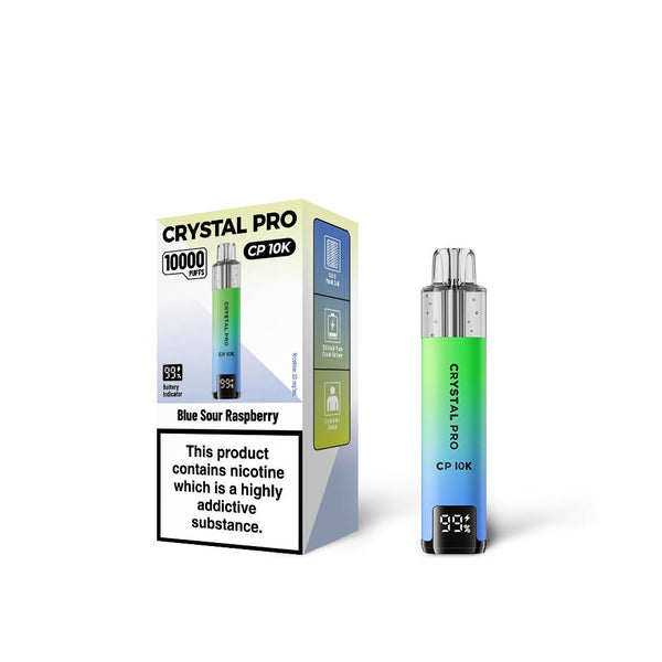 Crystal Pro 10000 Puffs (CP10K) Pre Filled Vape Pod Kit, Blue Sour Raspberry Flavor