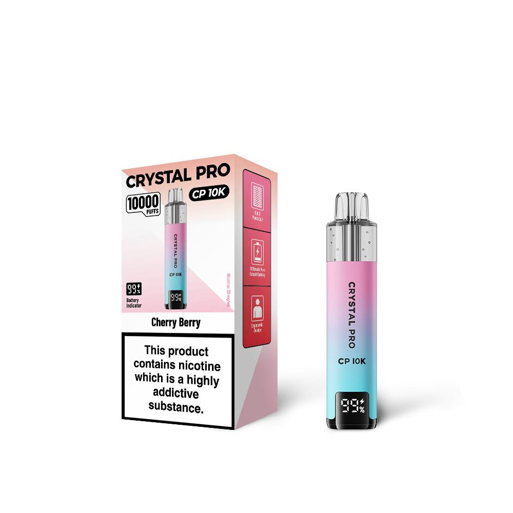 Crystal Pro 10000 Puffs (CP10K) Pre Filled Vape Pod Kit, Cherry Berry Flavor